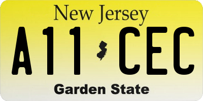 NJ license plate A11CEC