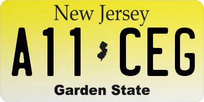 NJ license plate A11CEG
