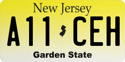 NJ license plate A11CEH