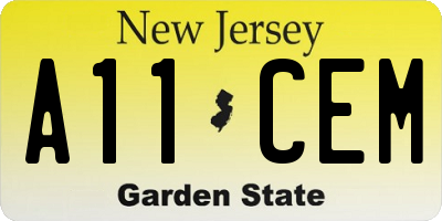 NJ license plate A11CEM