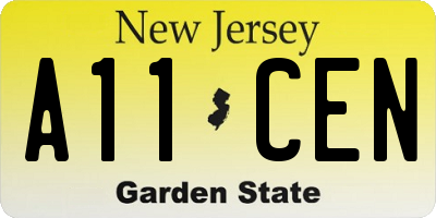 NJ license plate A11CEN