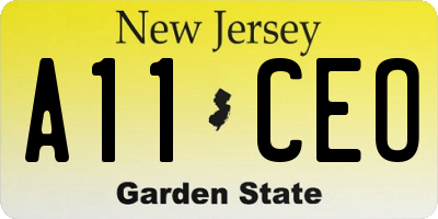 NJ license plate A11CEO