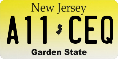 NJ license plate A11CEQ