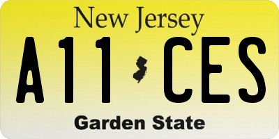 NJ license plate A11CES