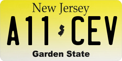 NJ license plate A11CEV