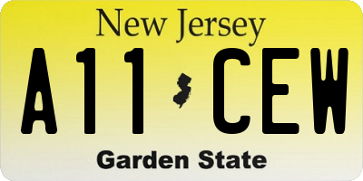 NJ license plate A11CEW