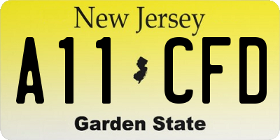 NJ license plate A11CFD