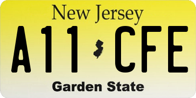 NJ license plate A11CFE