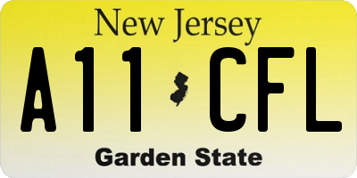 NJ license plate A11CFL