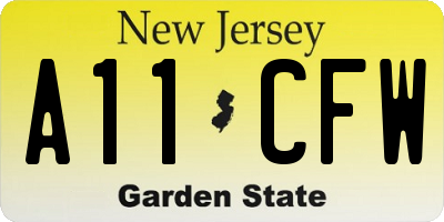 NJ license plate A11CFW