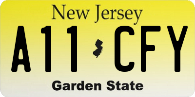 NJ license plate A11CFY