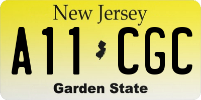 NJ license plate A11CGC