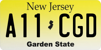 NJ license plate A11CGD