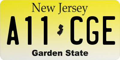 NJ license plate A11CGE