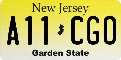 NJ license plate A11CGO
