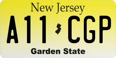 NJ license plate A11CGP