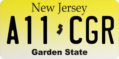 NJ license plate A11CGR