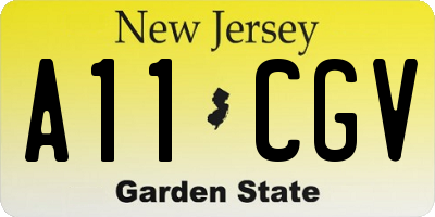 NJ license plate A11CGV