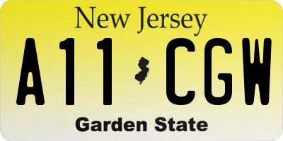 NJ license plate A11CGW