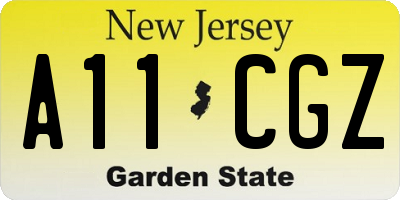 NJ license plate A11CGZ