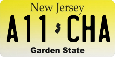 NJ license plate A11CHA