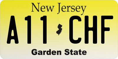 NJ license plate A11CHF