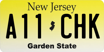 NJ license plate A11CHK