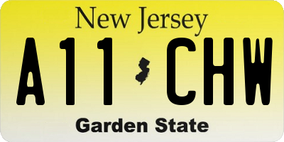 NJ license plate A11CHW