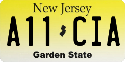NJ license plate A11CIA