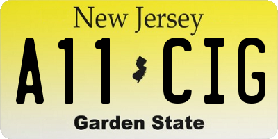 NJ license plate A11CIG
