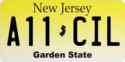 NJ license plate A11CIL