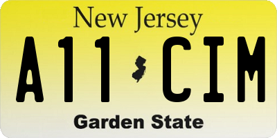 NJ license plate A11CIM