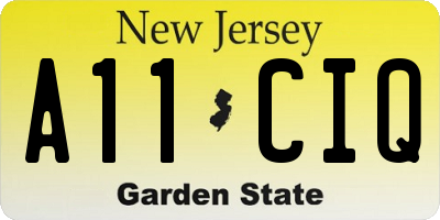 NJ license plate A11CIQ