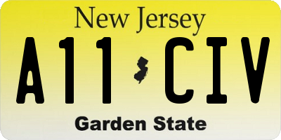 NJ license plate A11CIV
