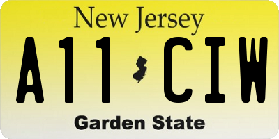 NJ license plate A11CIW