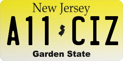NJ license plate A11CIZ