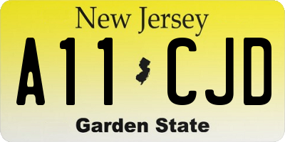 NJ license plate A11CJD