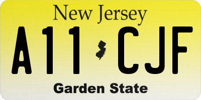 NJ license plate A11CJF