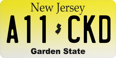 NJ license plate A11CKD