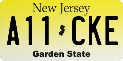 NJ license plate A11CKE