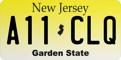 NJ license plate A11CLQ