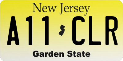 NJ license plate A11CLR