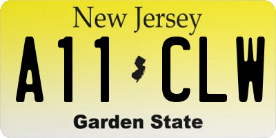 NJ license plate A11CLW