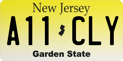 NJ license plate A11CLY