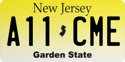 NJ license plate A11CME