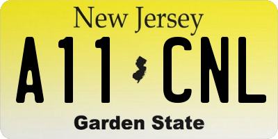 NJ license plate A11CNL