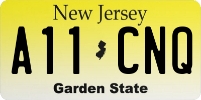 NJ license plate A11CNQ