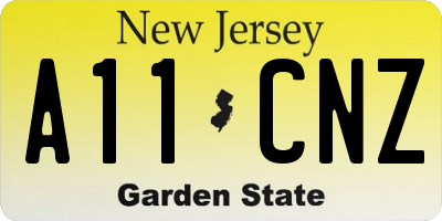 NJ license plate A11CNZ