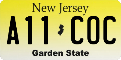 NJ license plate A11COC