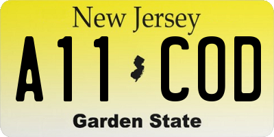 NJ license plate A11COD